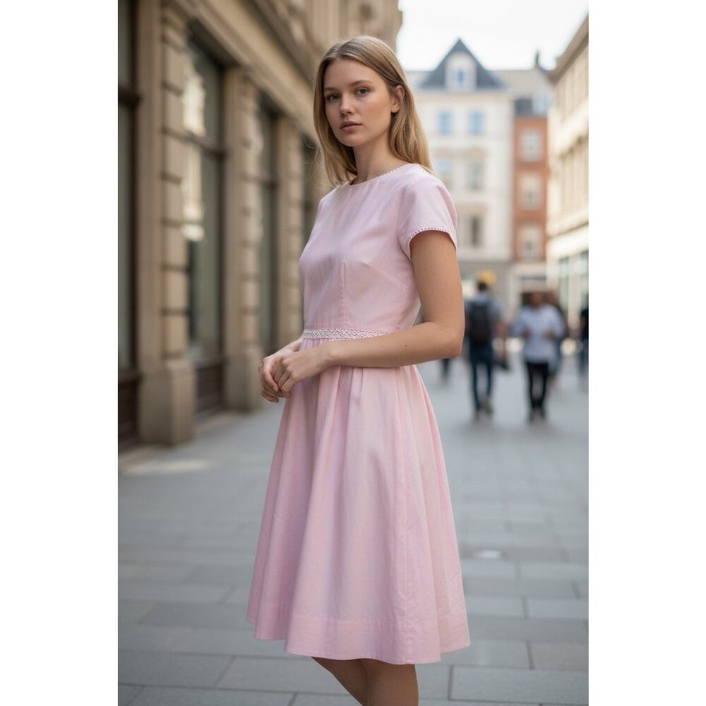 VINTAGE 1960’s Dress Helen Whiting Bows Metal Zipper Pink RARE Small 3497-14